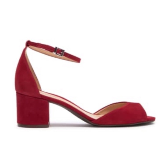 Schutz Roama Red Suede Block Heel Sandals - Picture 15 of 15